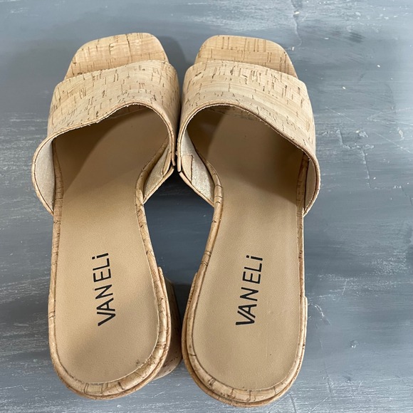 Vaneli Moyra Cork Platform Heels Chunky Heel Slide Sandals Shoes 9.5M Y2K - Picture 5 of 11